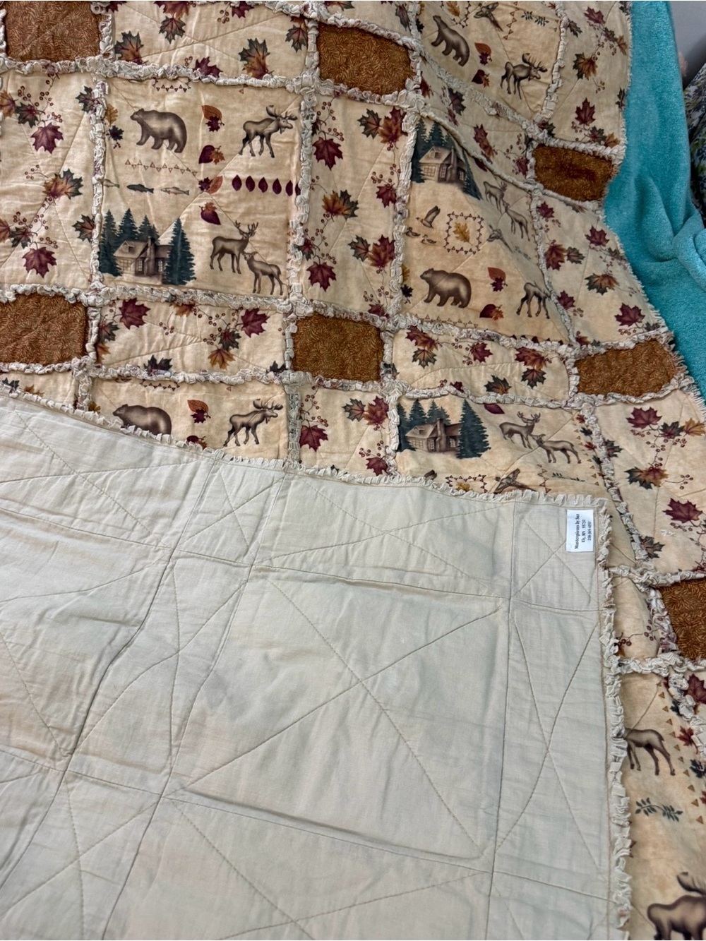 Wildlife Tan 47” X 71” Handmade Quilt - Picture 9 of 12